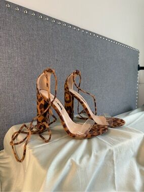 Fashionova lace up cheetah heels